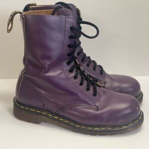 Vintage Dr Martens "The Original" Steel Toe 10 Eye Boots Purple US Women's 9